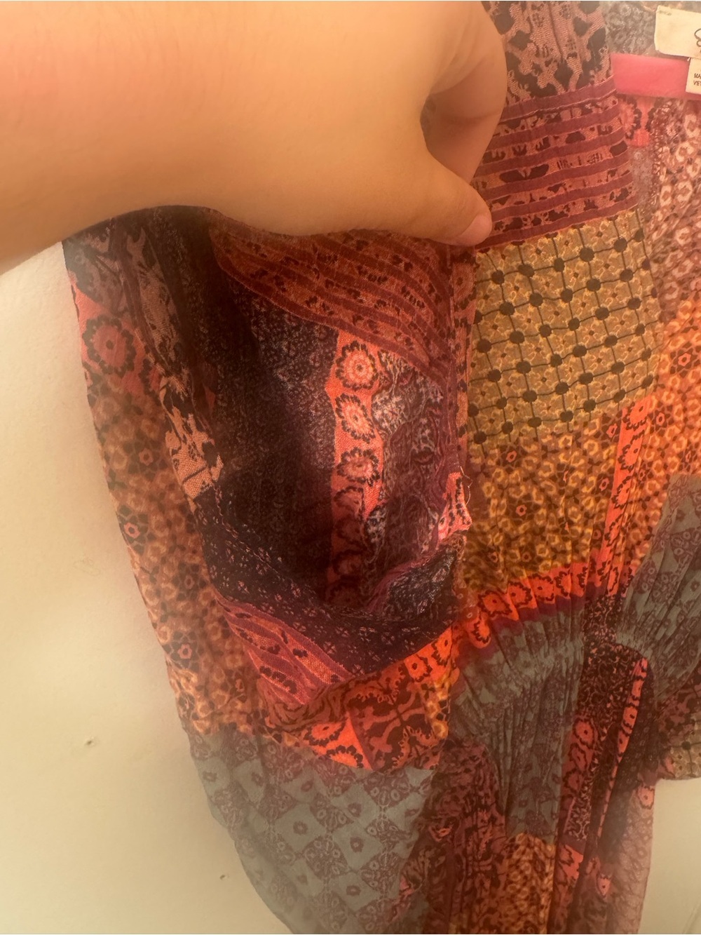 easel Patchwork Maxi Dress in Red and Black - Picture 6 of 7